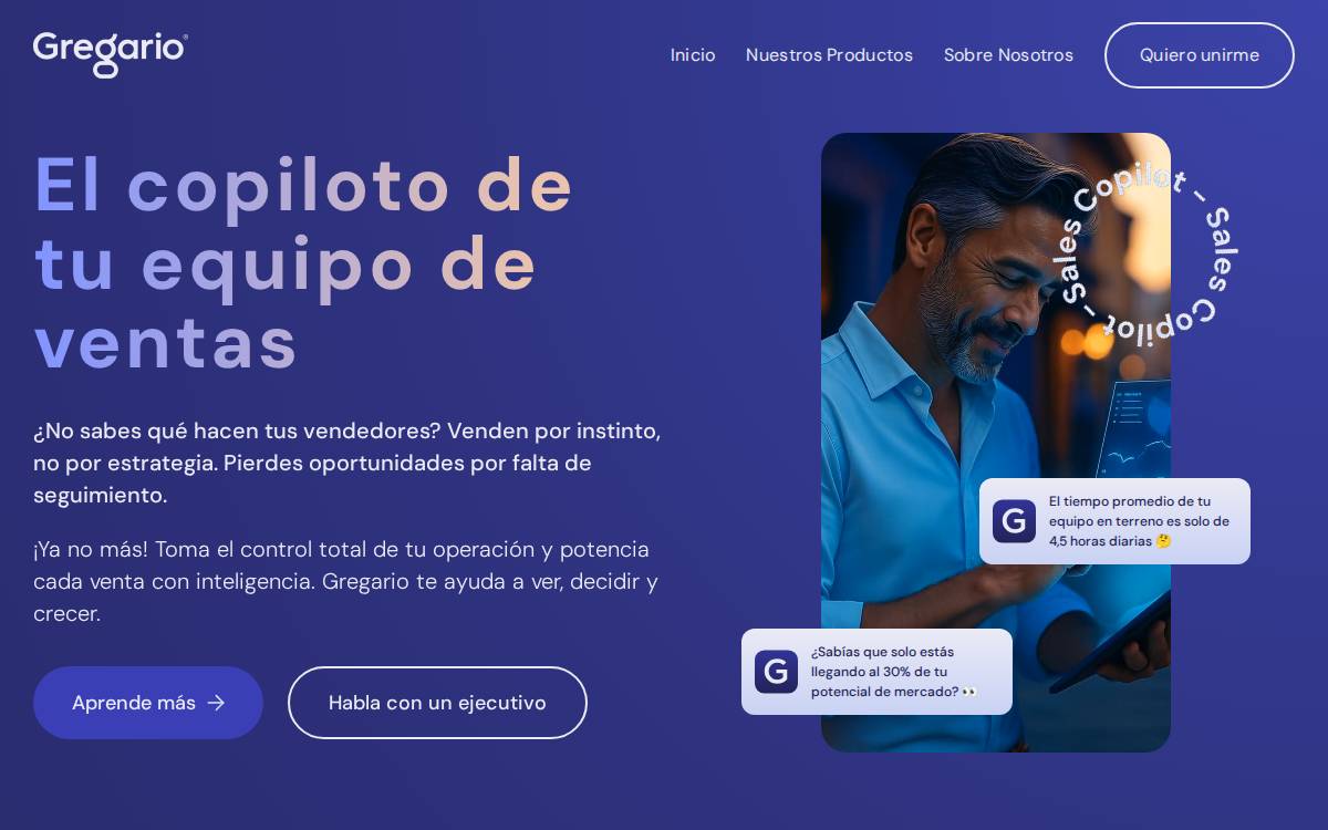 Gregario website preview