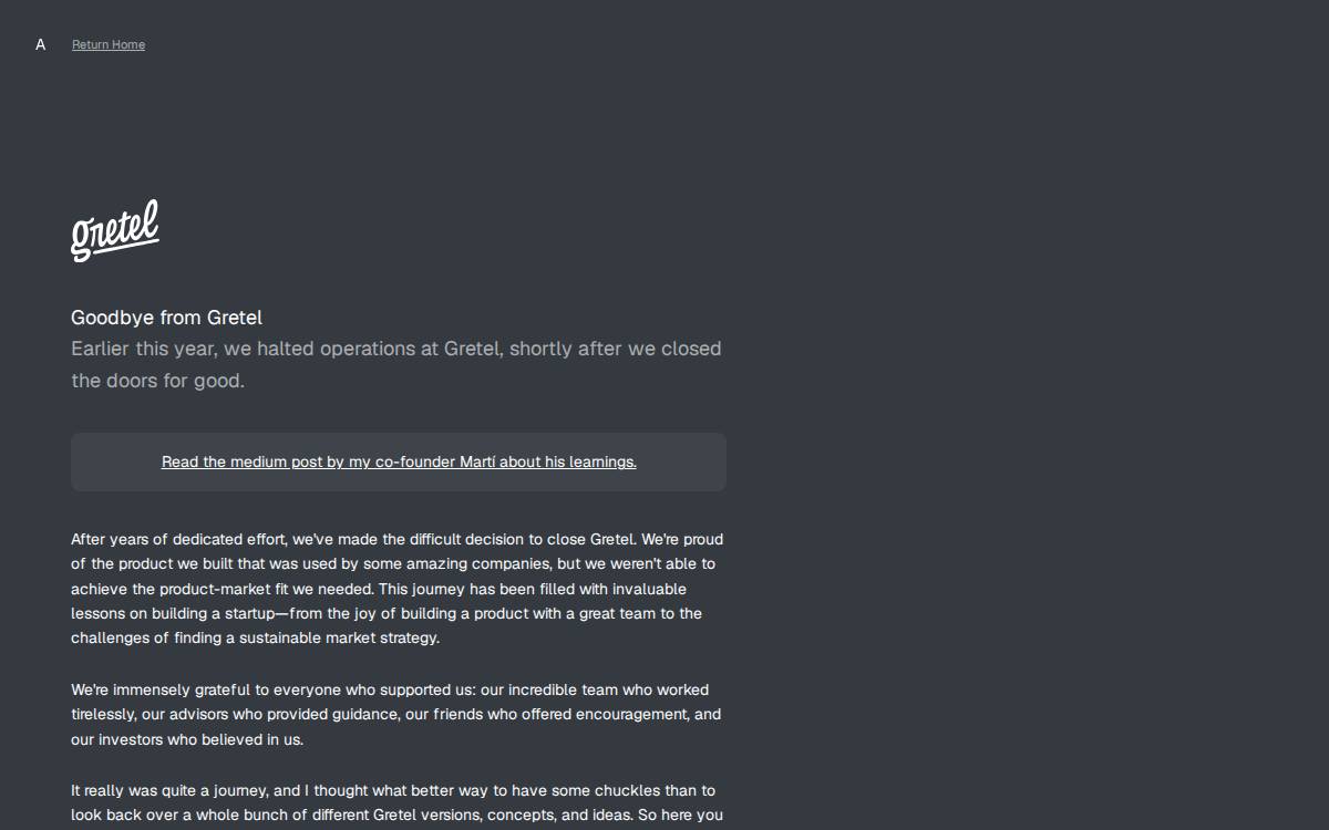 Gretel website preview