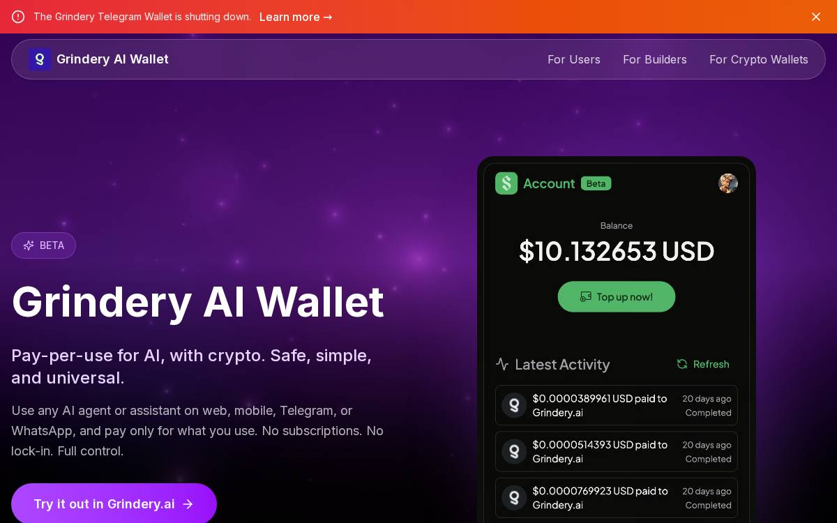Grindery website preview