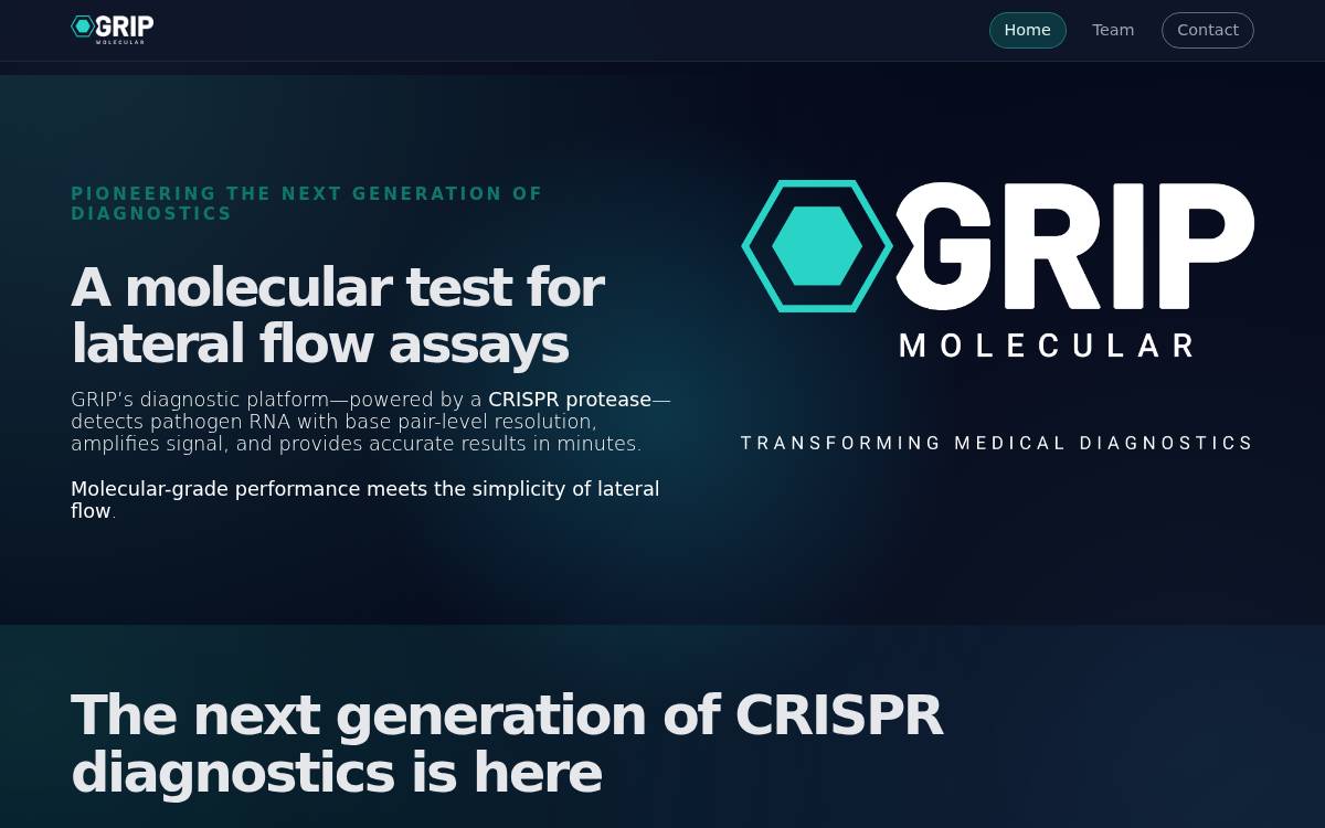 GRIP Molecular Technologies website preview