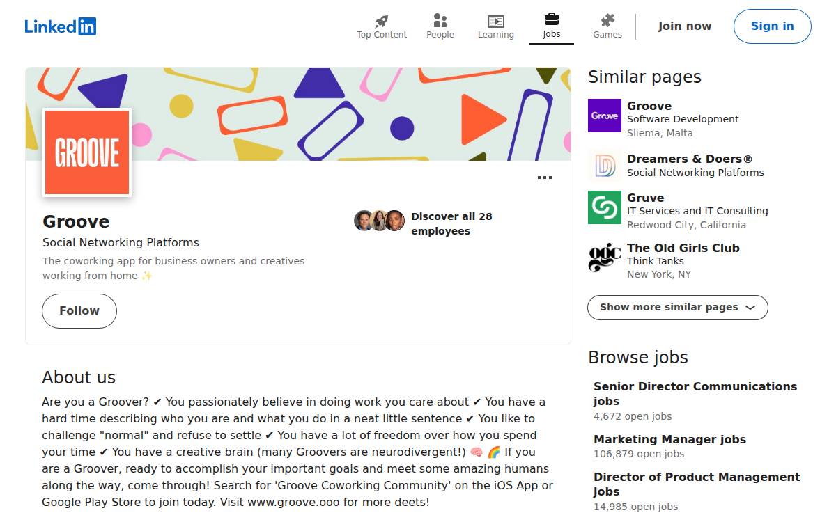 Groove website preview