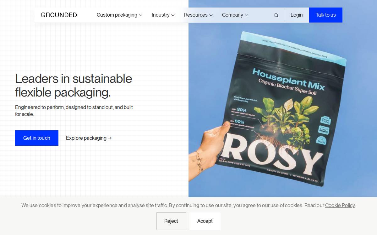 Grounded Packaging website preview