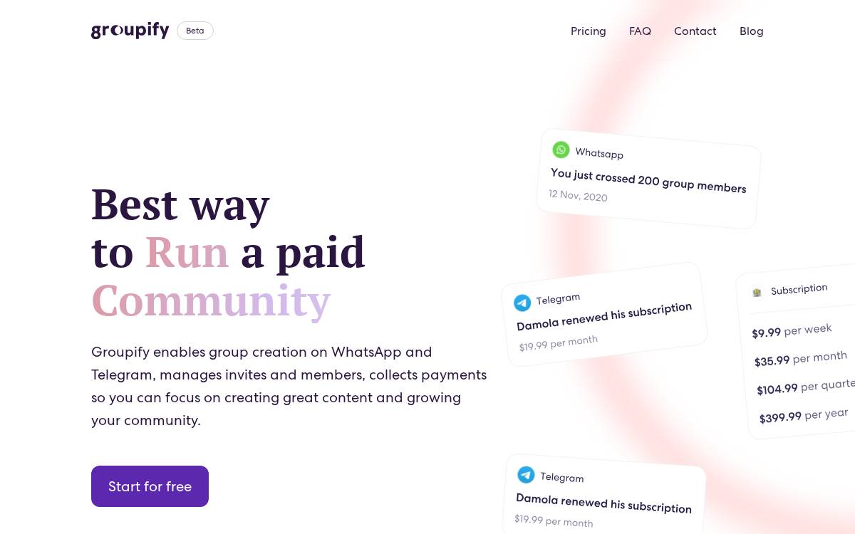 Groupify website preview