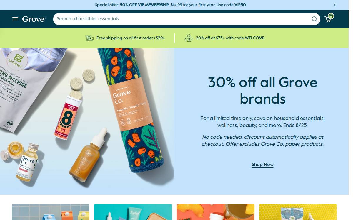 Grove Collaborative website preview