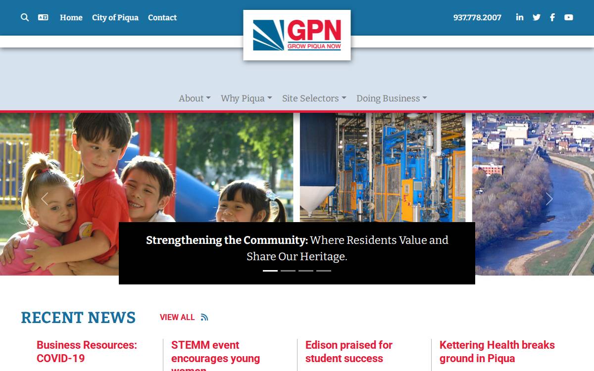 Grow Piqua Now website preview