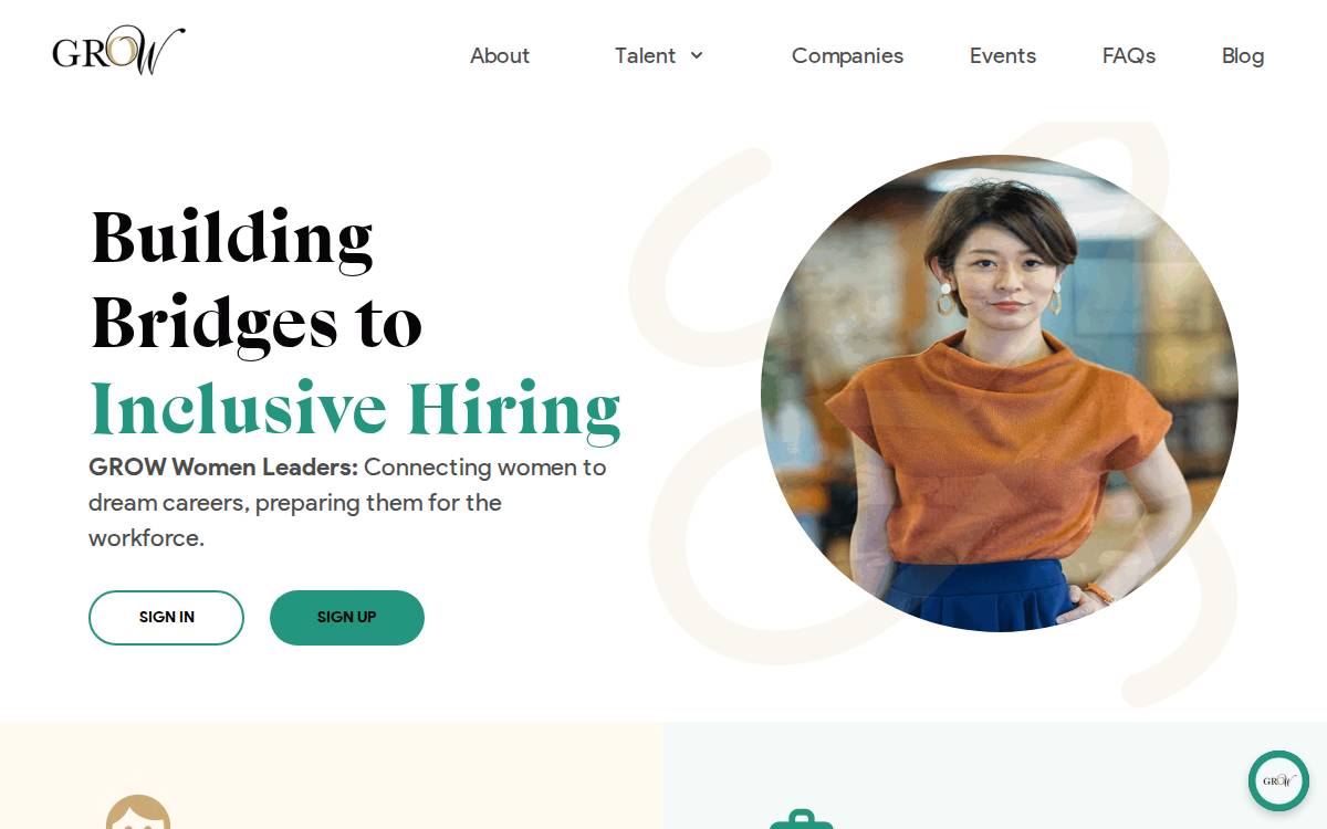 Grow Women Leaders website preview