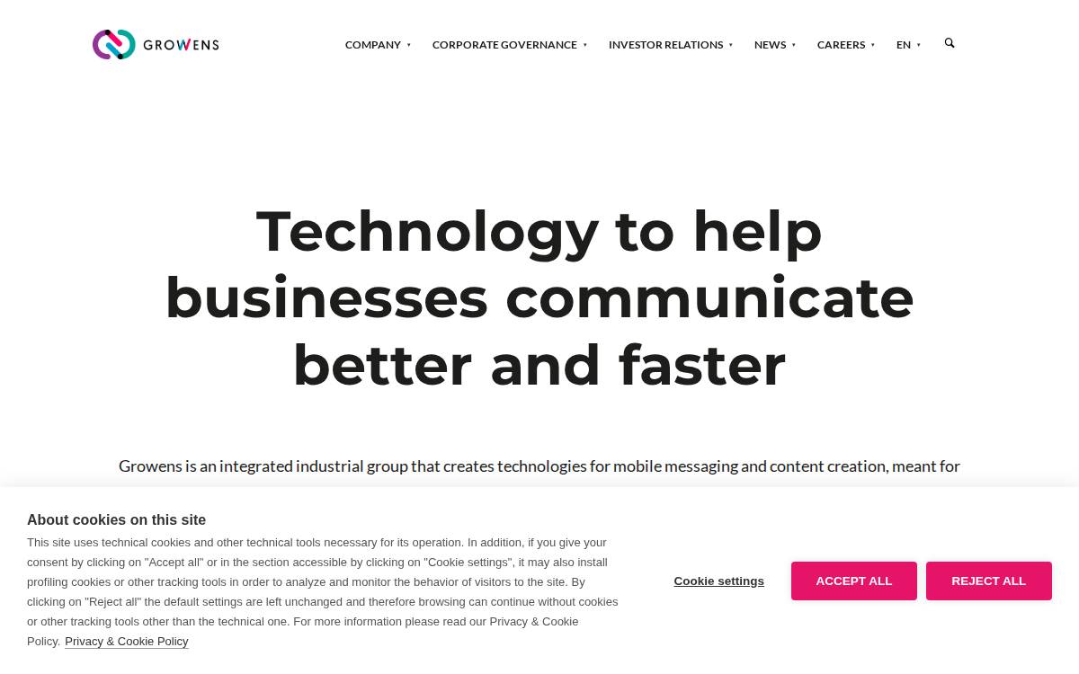 Growens website preview