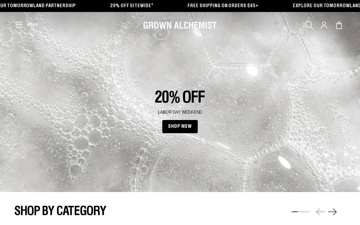 Grown Alchemist website preview