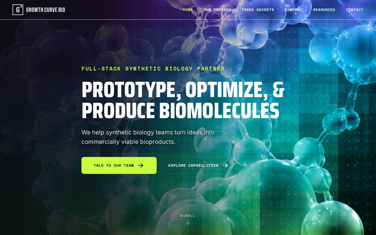 Growth Curve Bio website preview