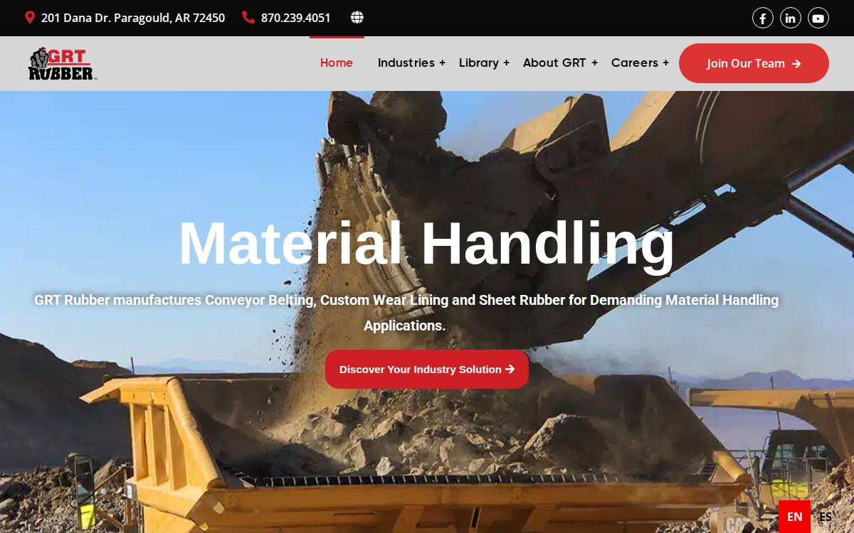 GRT Rubber Technologies website preview