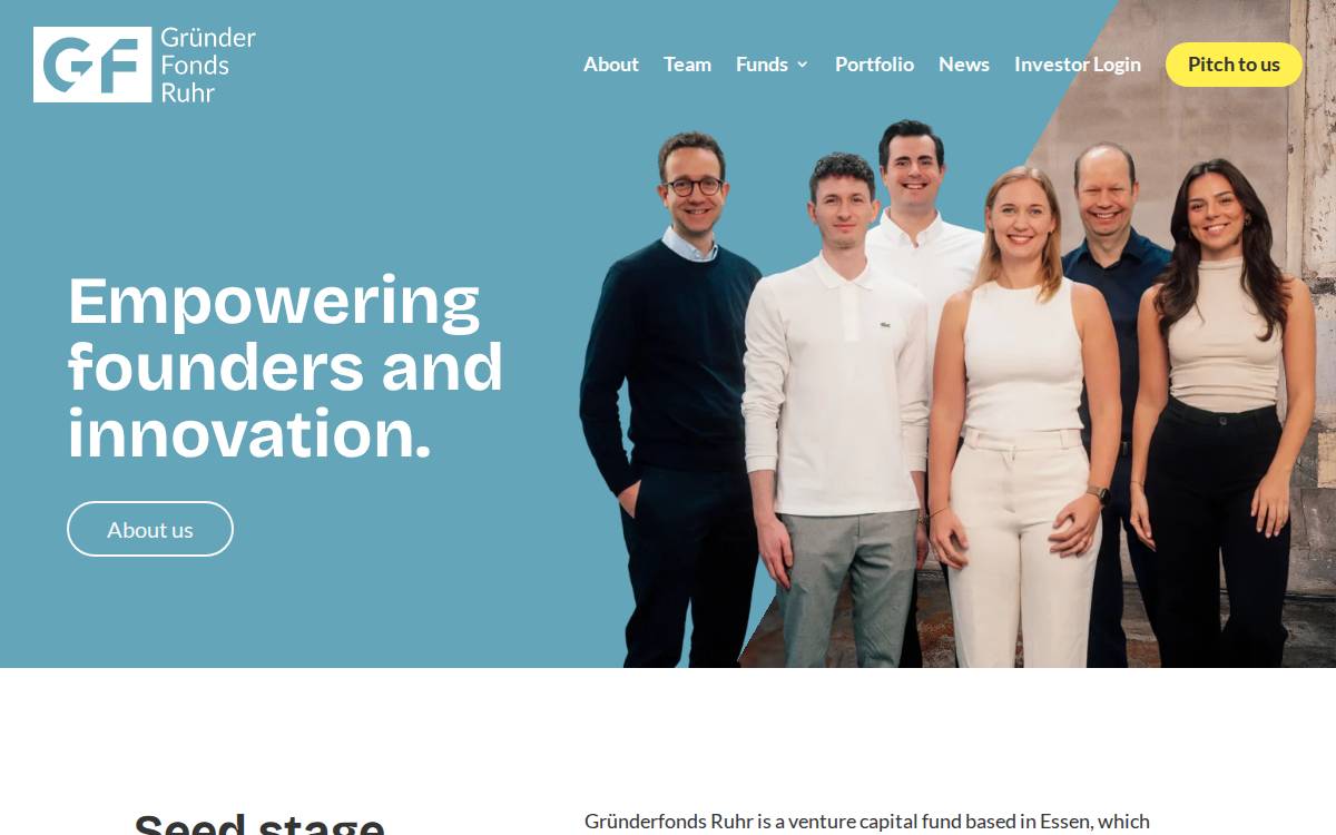 Gruenderfonds Ruhr website preview