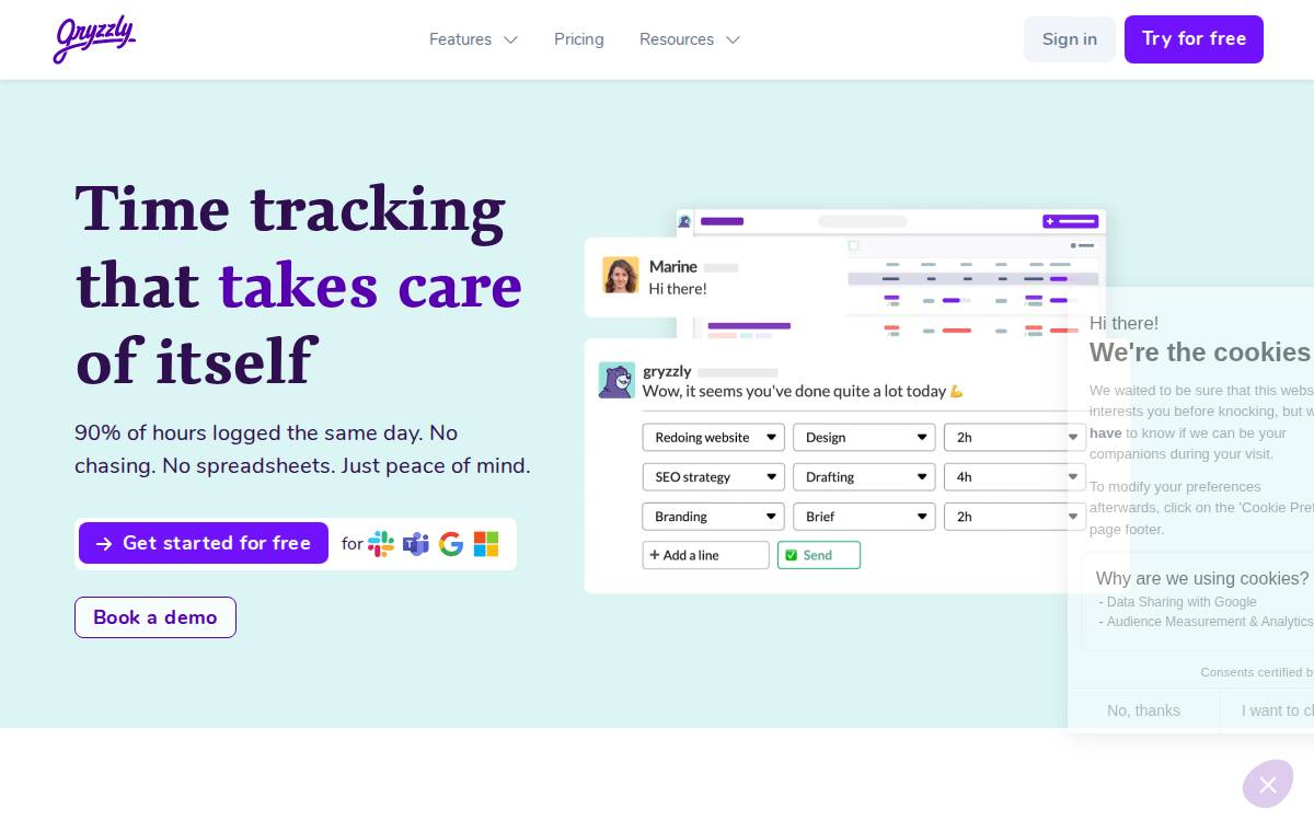 Gryzzly website preview