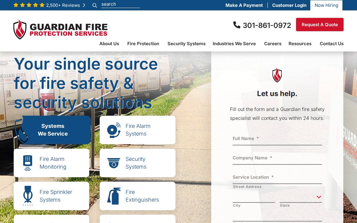 Guardian Fire Protection website preview