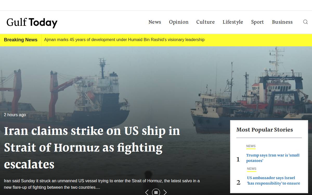 Gulf Today website preview
