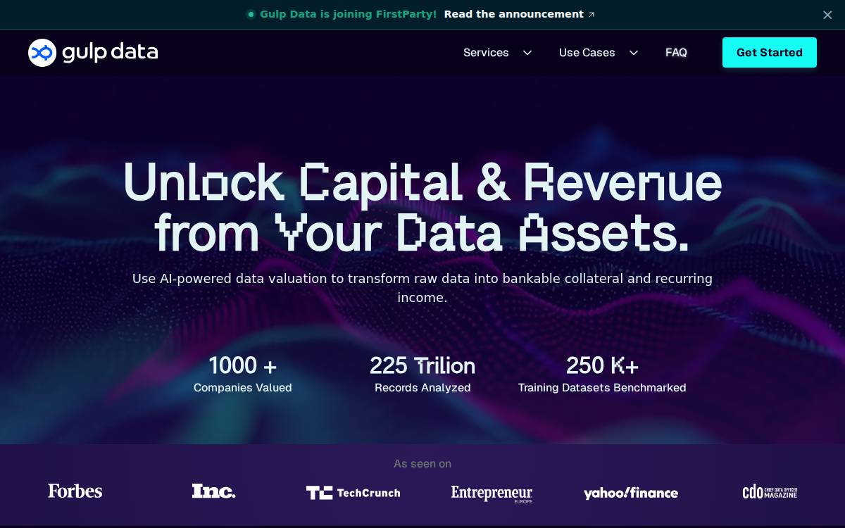 Gulp Data website preview