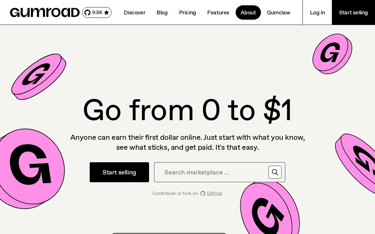 Gumroad website preview