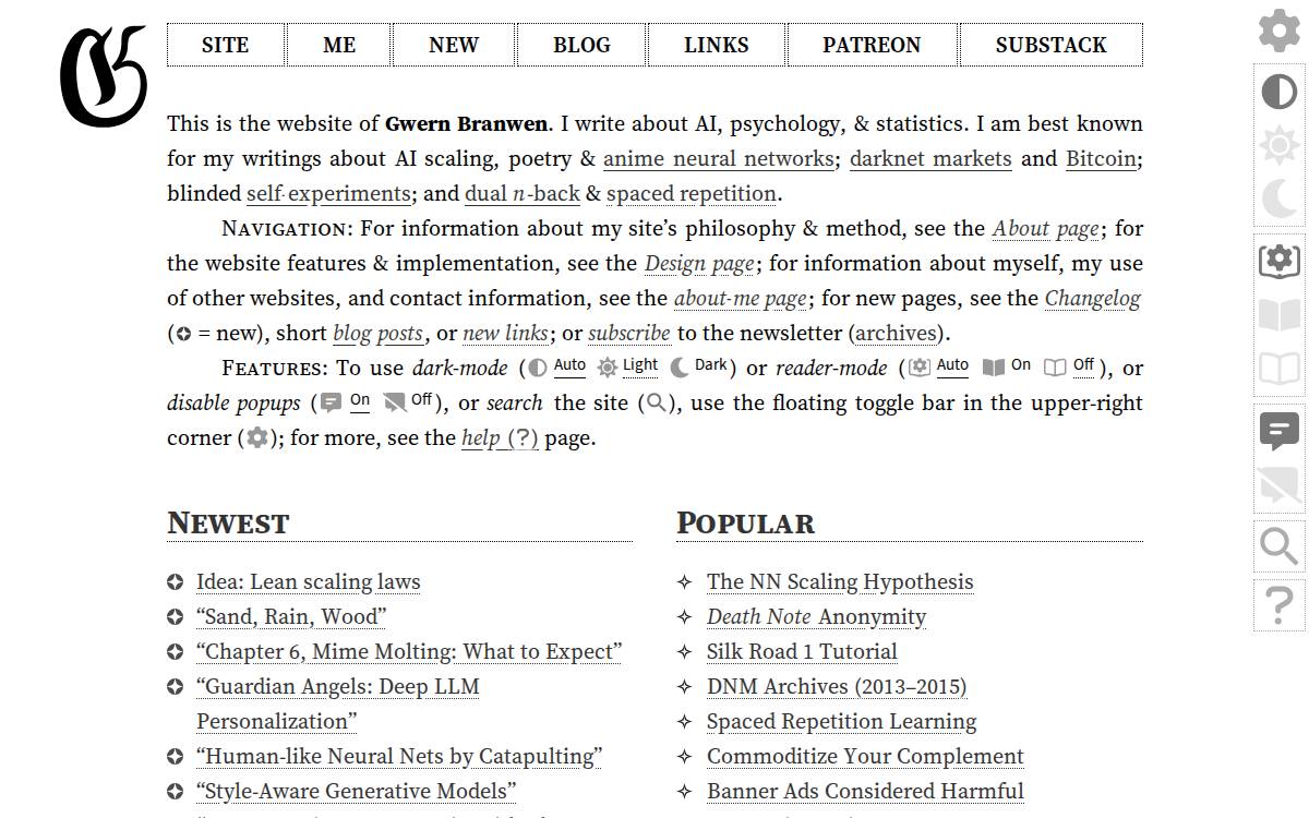 Gwern website preview