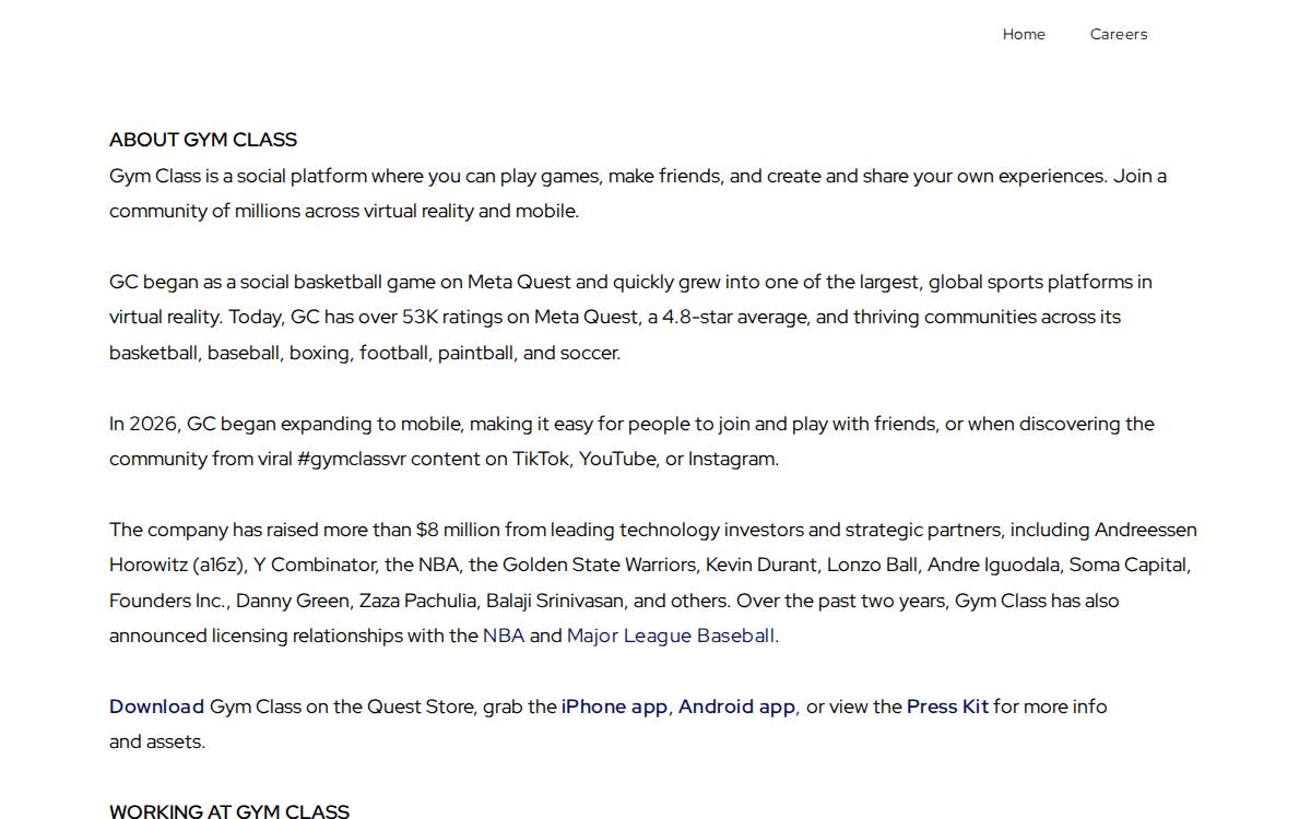Gym Class website preview