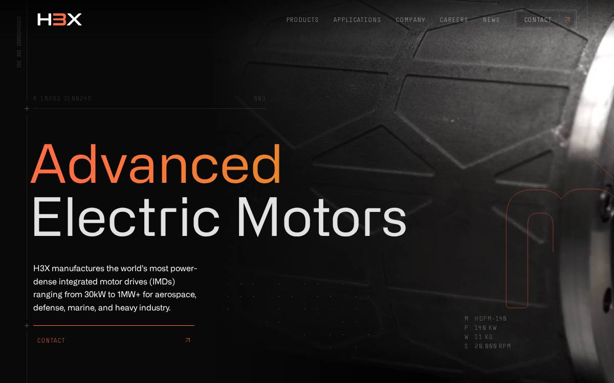 H3X Technologies website preview