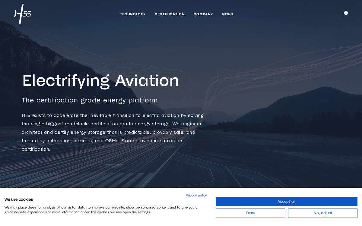 H55 website preview