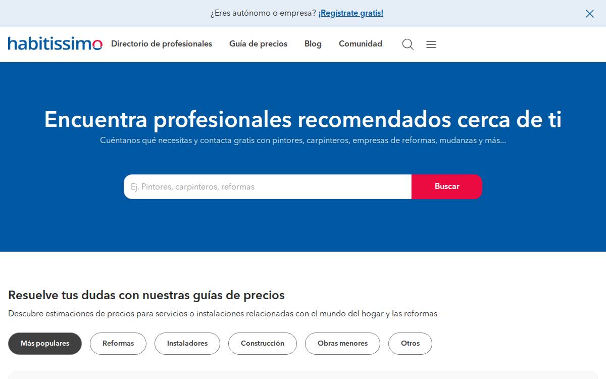 Habitissimo website preview