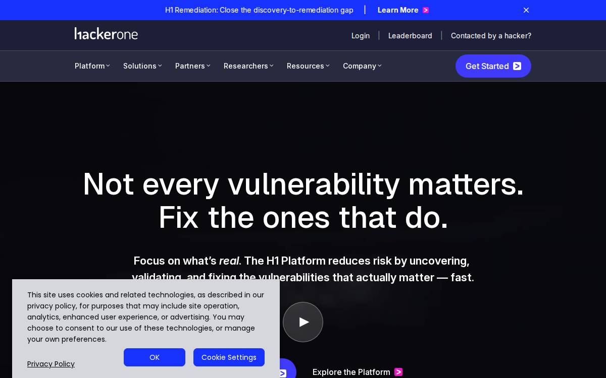 Hackerone website preview