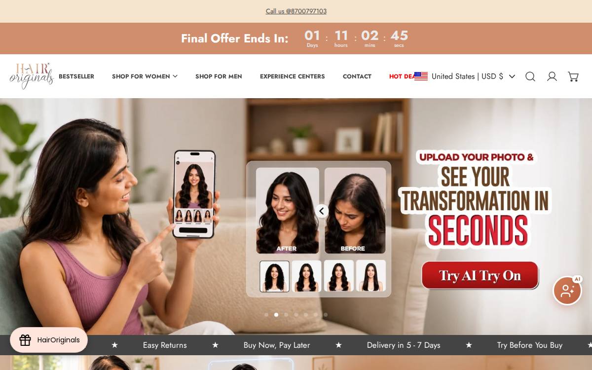 Hair Originals website preview