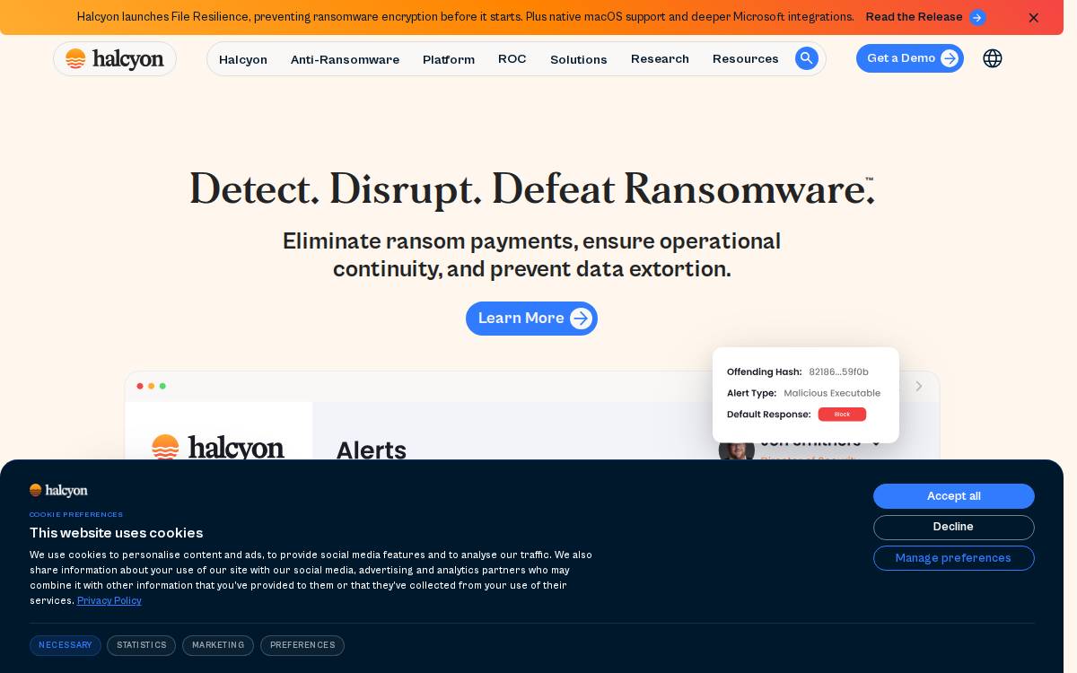 Halcyon website preview