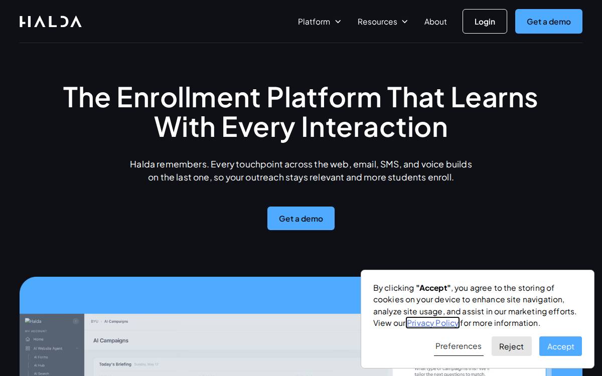 Halda website preview