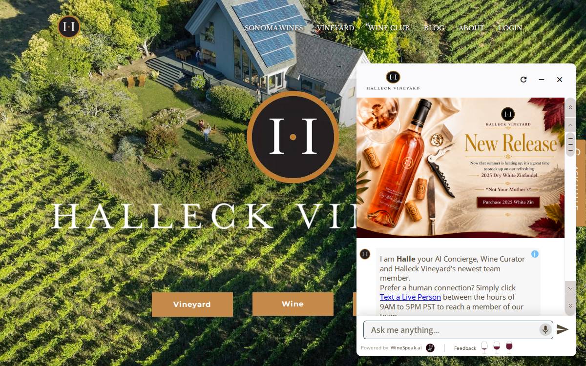 Halleck Vineyard website preview