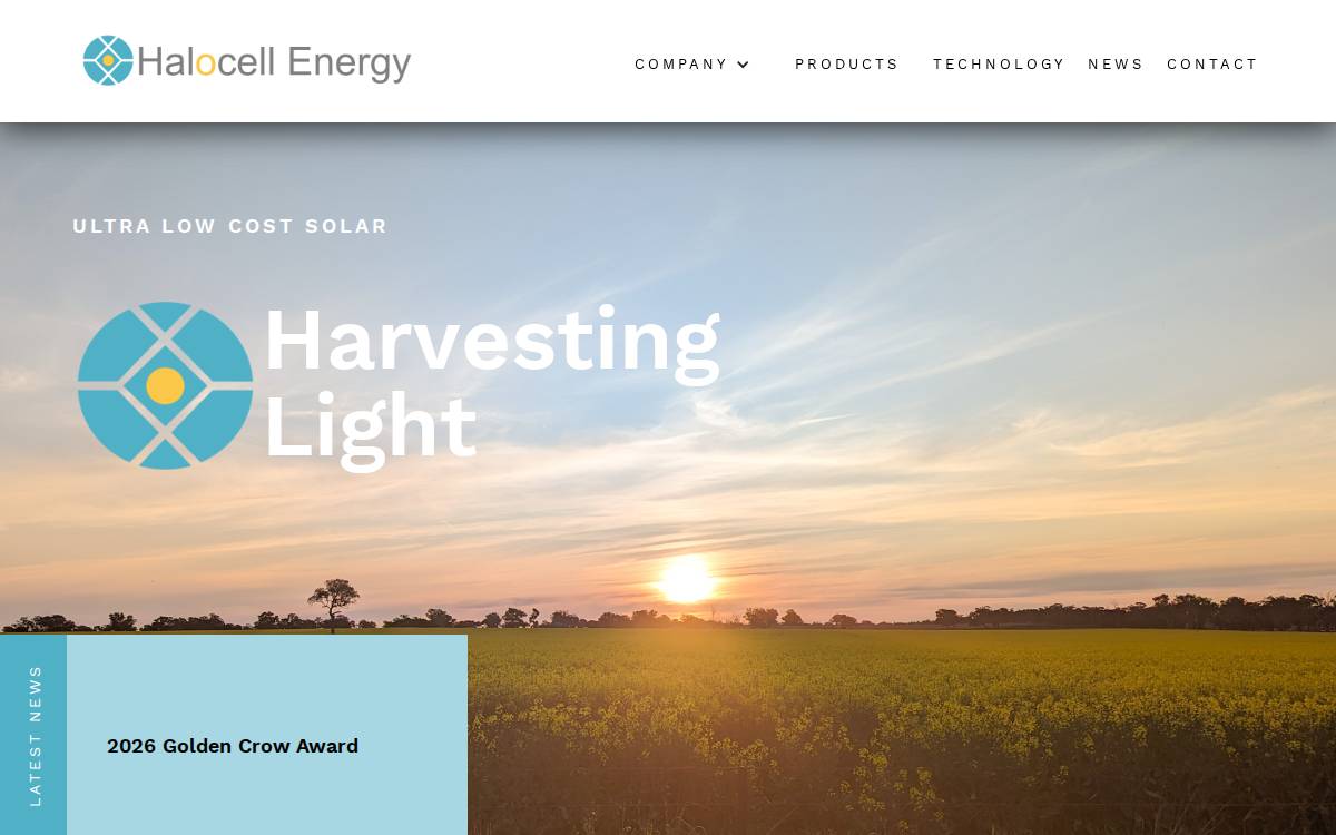 Halocell Energy website preview