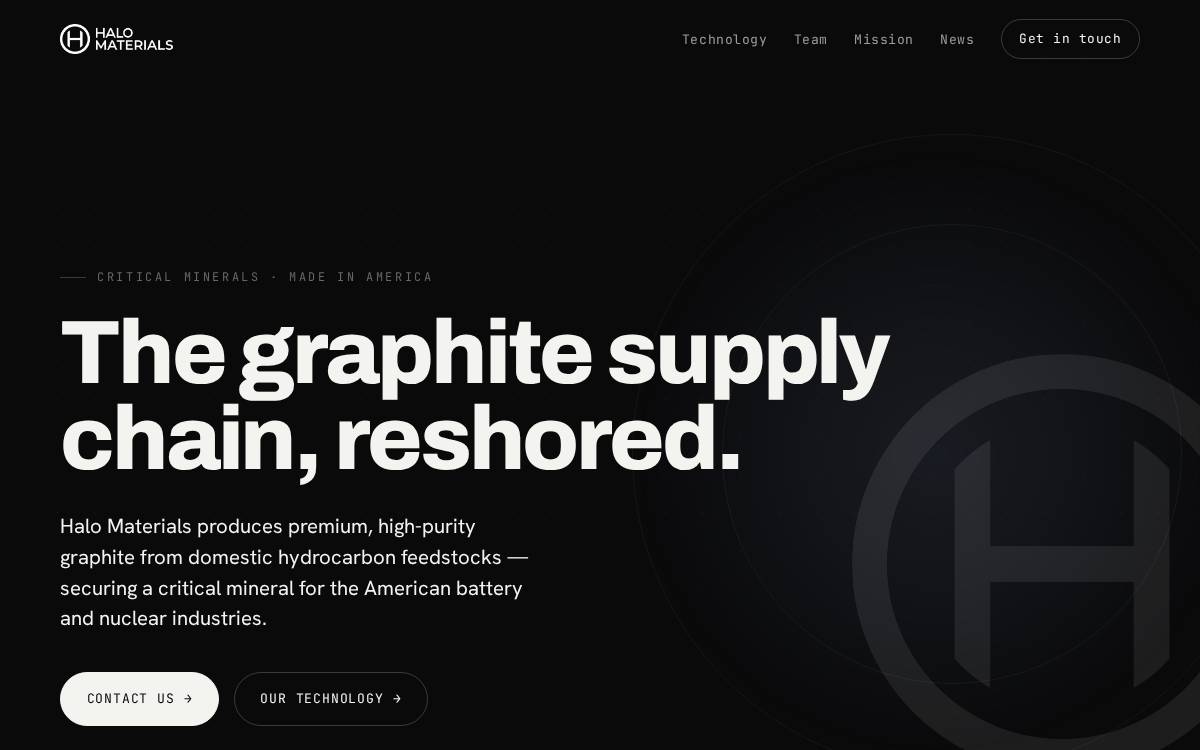 Halo Materials website preview