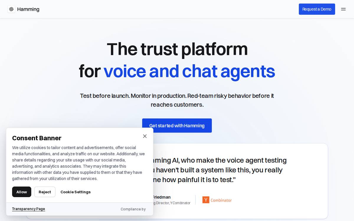 Hamming AI website preview