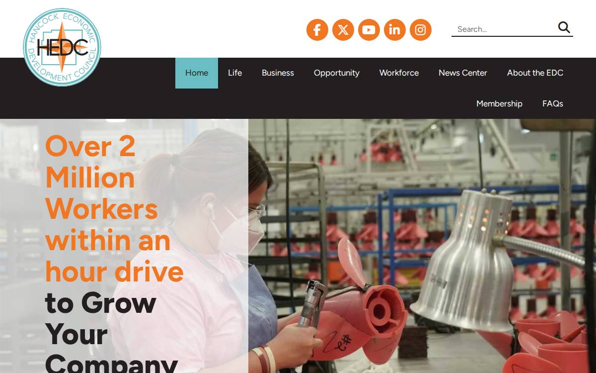 Hancock Economic Development Council website preview