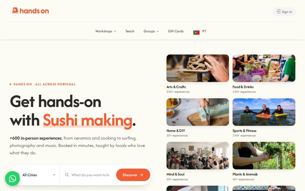 Hands On website preview