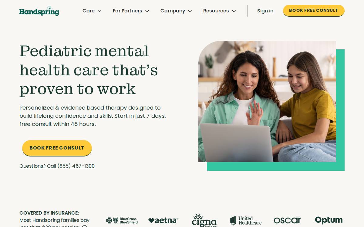 Handspring Health website preview