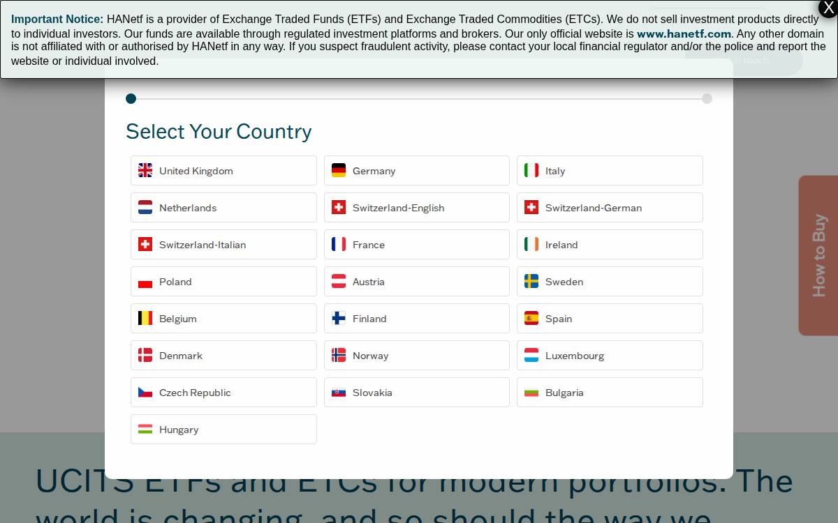 HANetf website preview