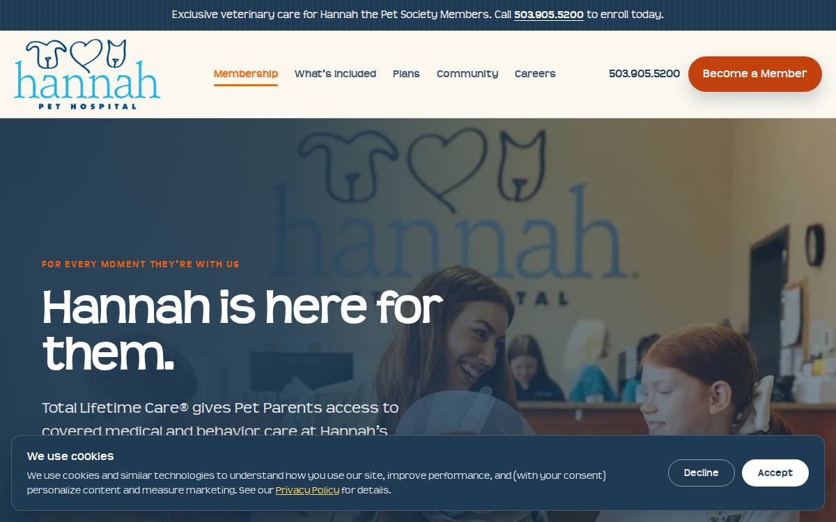 Hannah's website preview