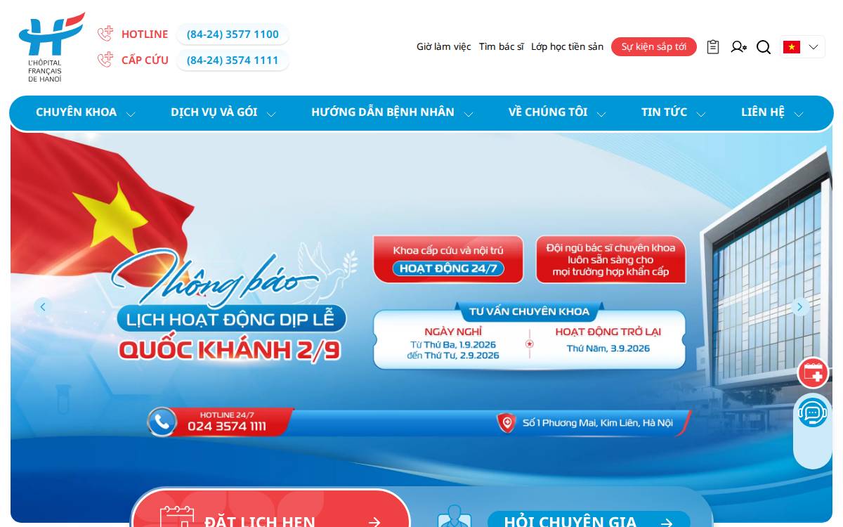 Hanoi French Hospital website preview