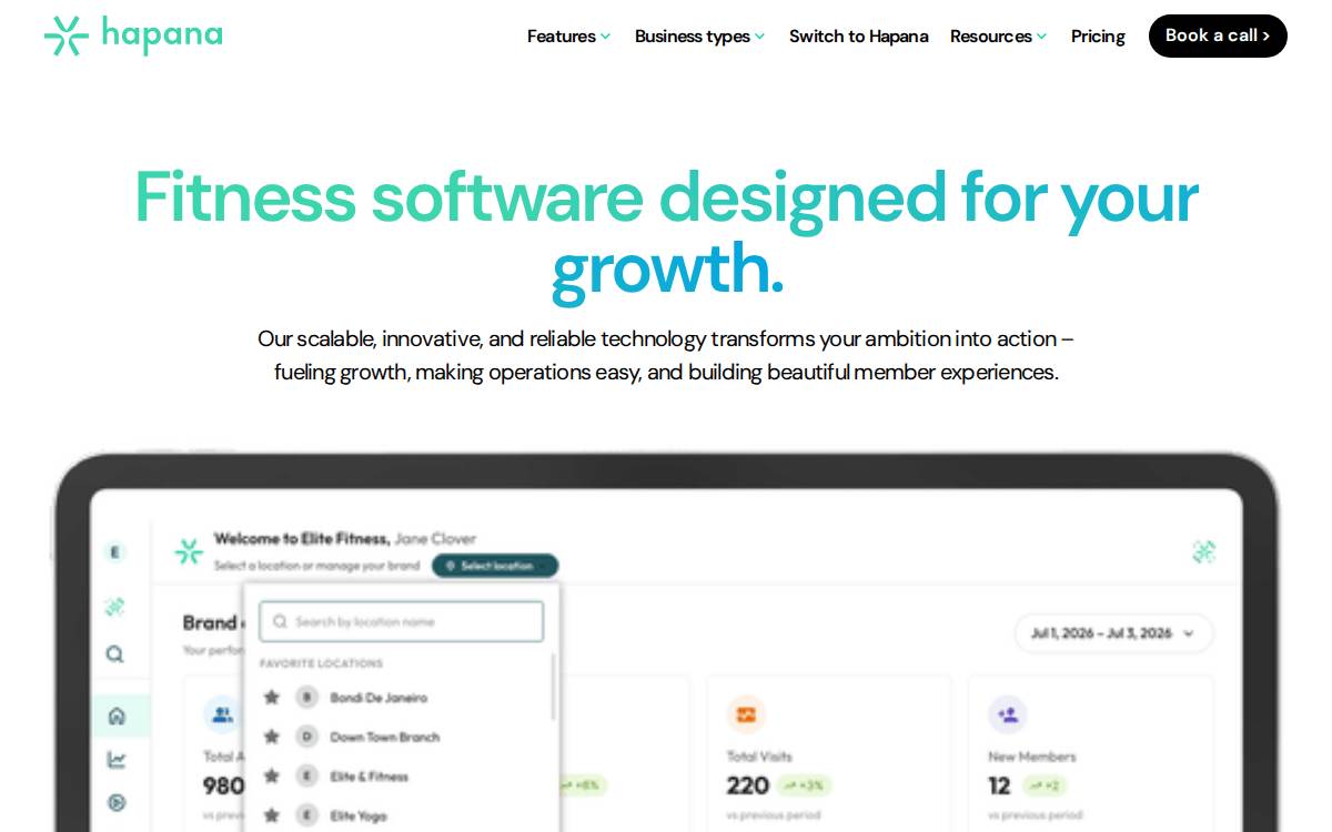 Hapana website preview