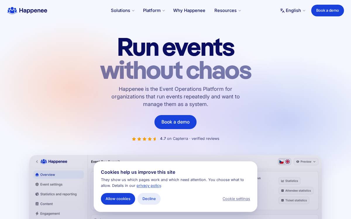 Happenee website preview