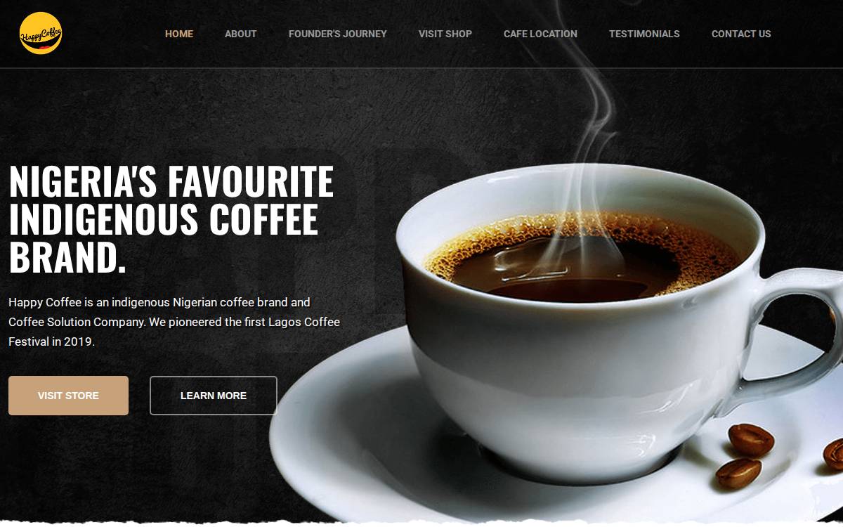 Happy Coffee website preview