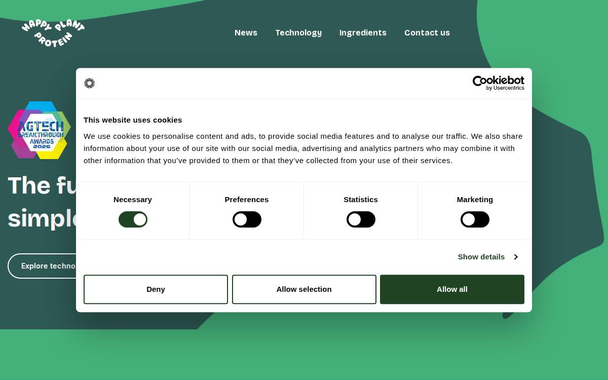Happy Plant Protein website preview