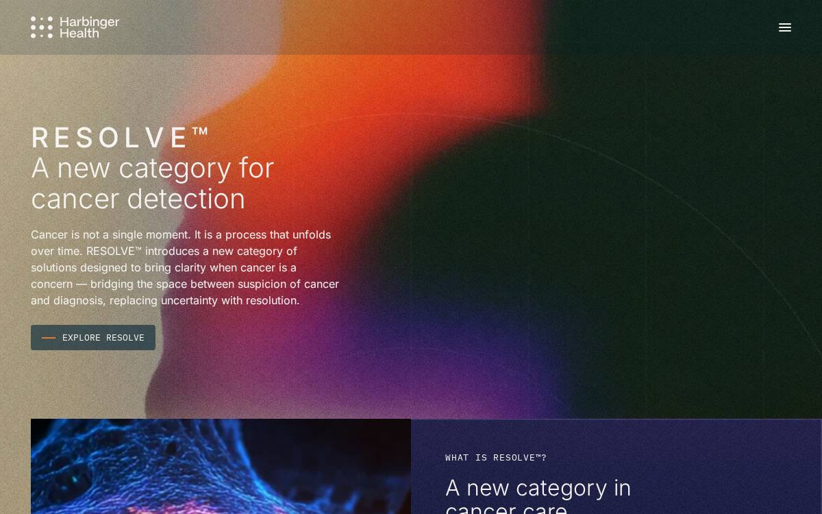 Harbinger Health website preview