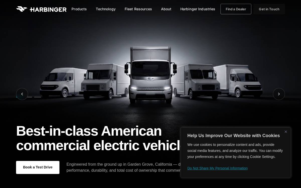 Harbinger Motors website preview