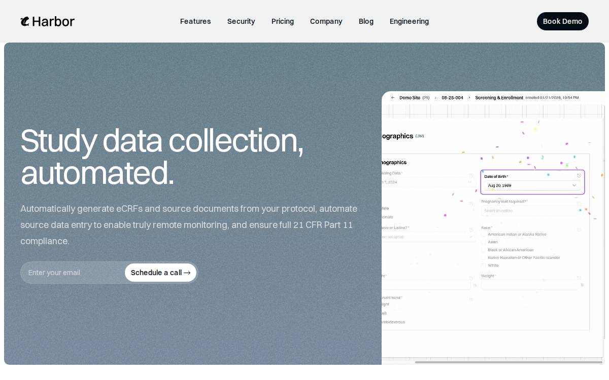 Harbor website preview