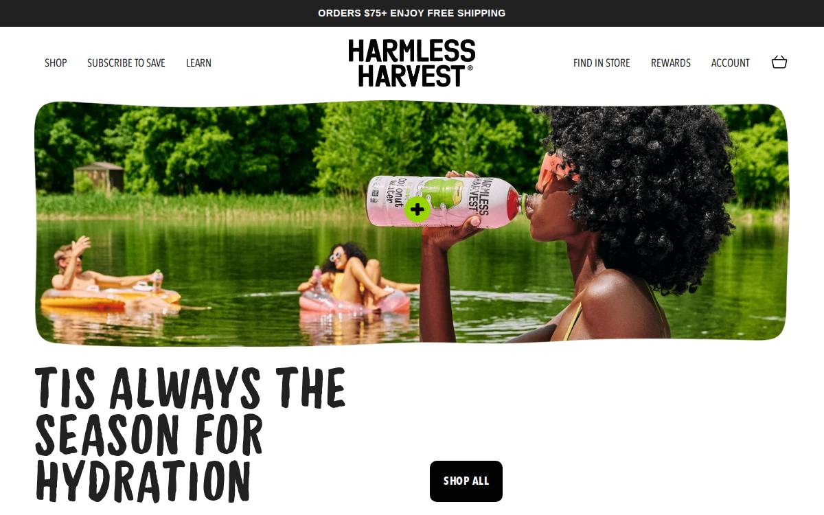 Harmless Harvest website preview
