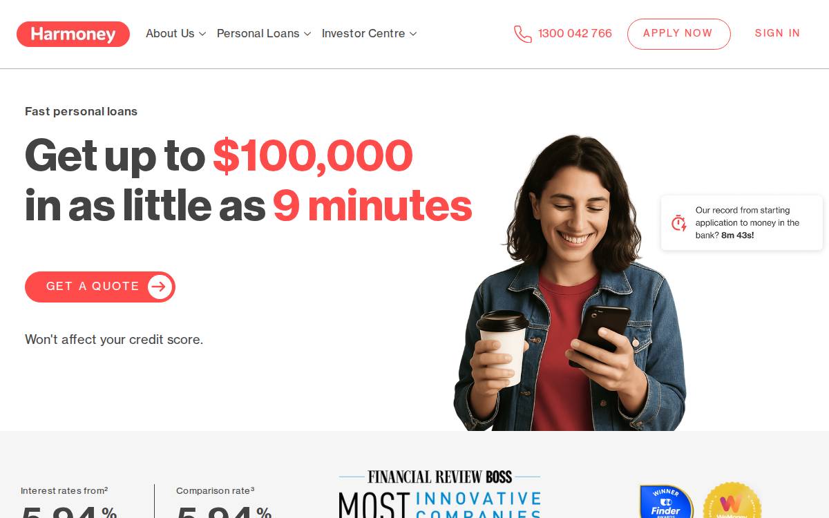 Harmoney website preview