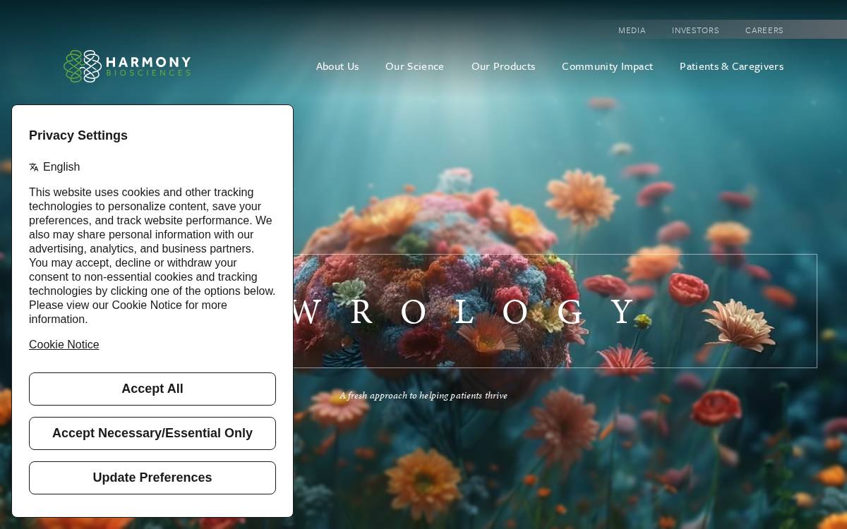 Harmony Biosciences website preview