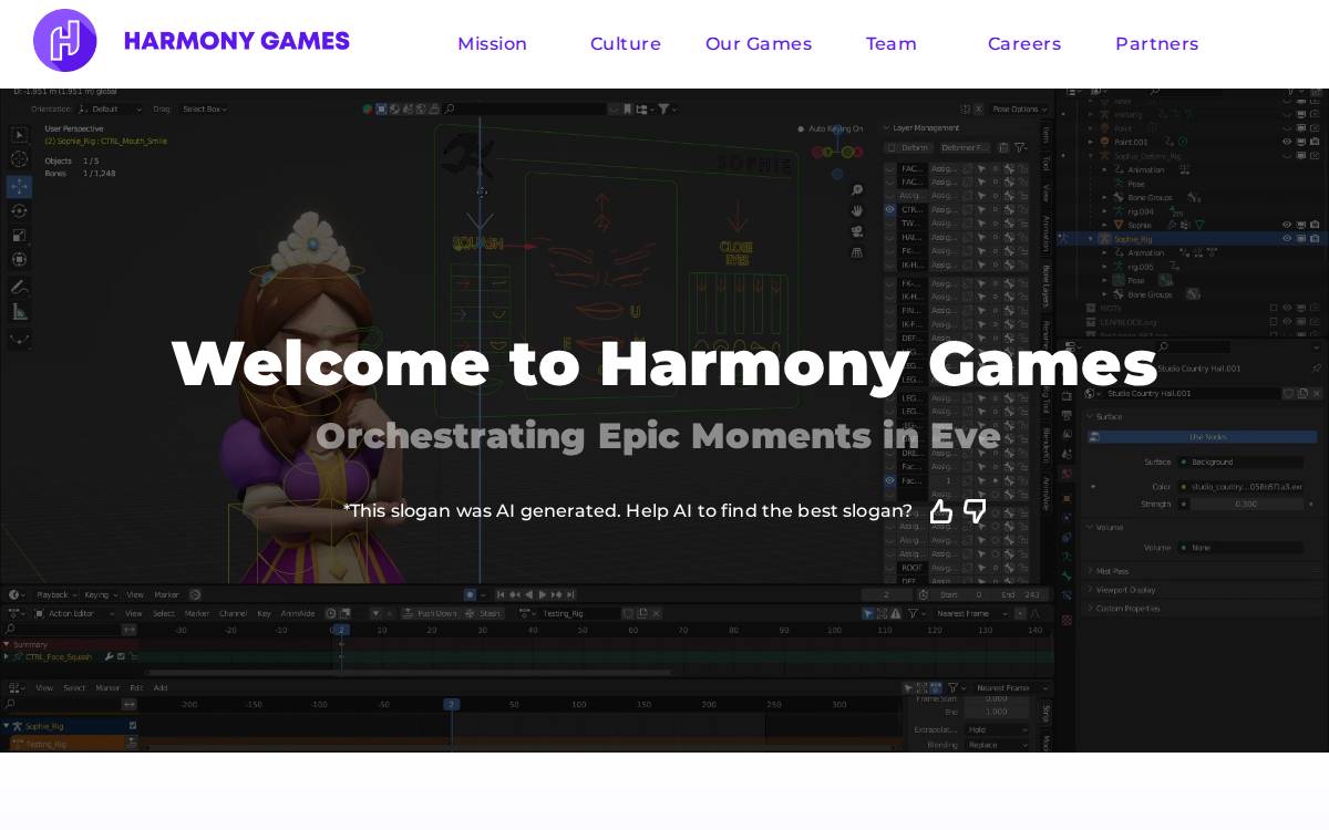 Harmony Games website preview